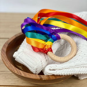 Pastel Rainbow Sensory Ribbon Ring, Hand Kite