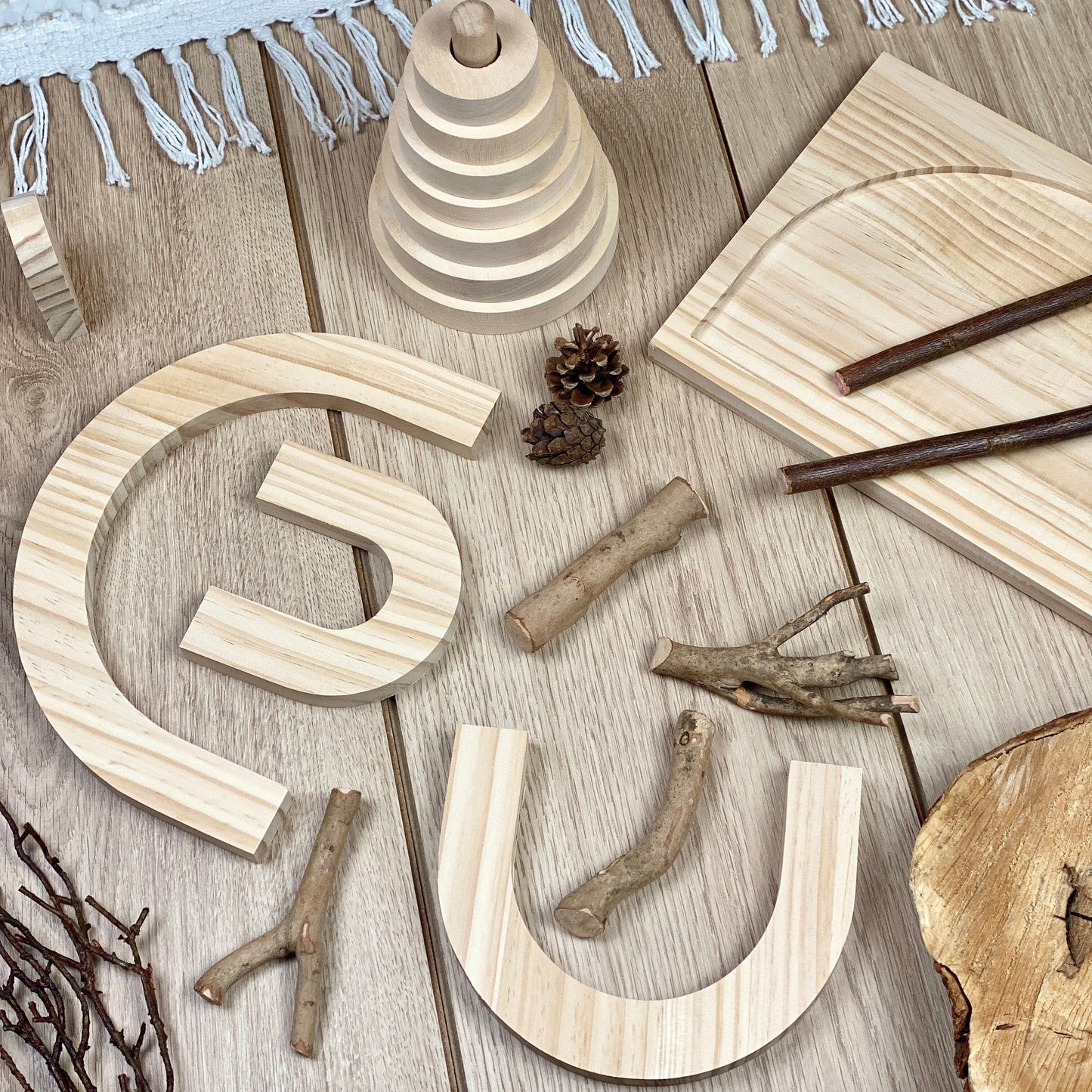 Natural Wooden Rainbow Puzzle Board, Nursery Decor