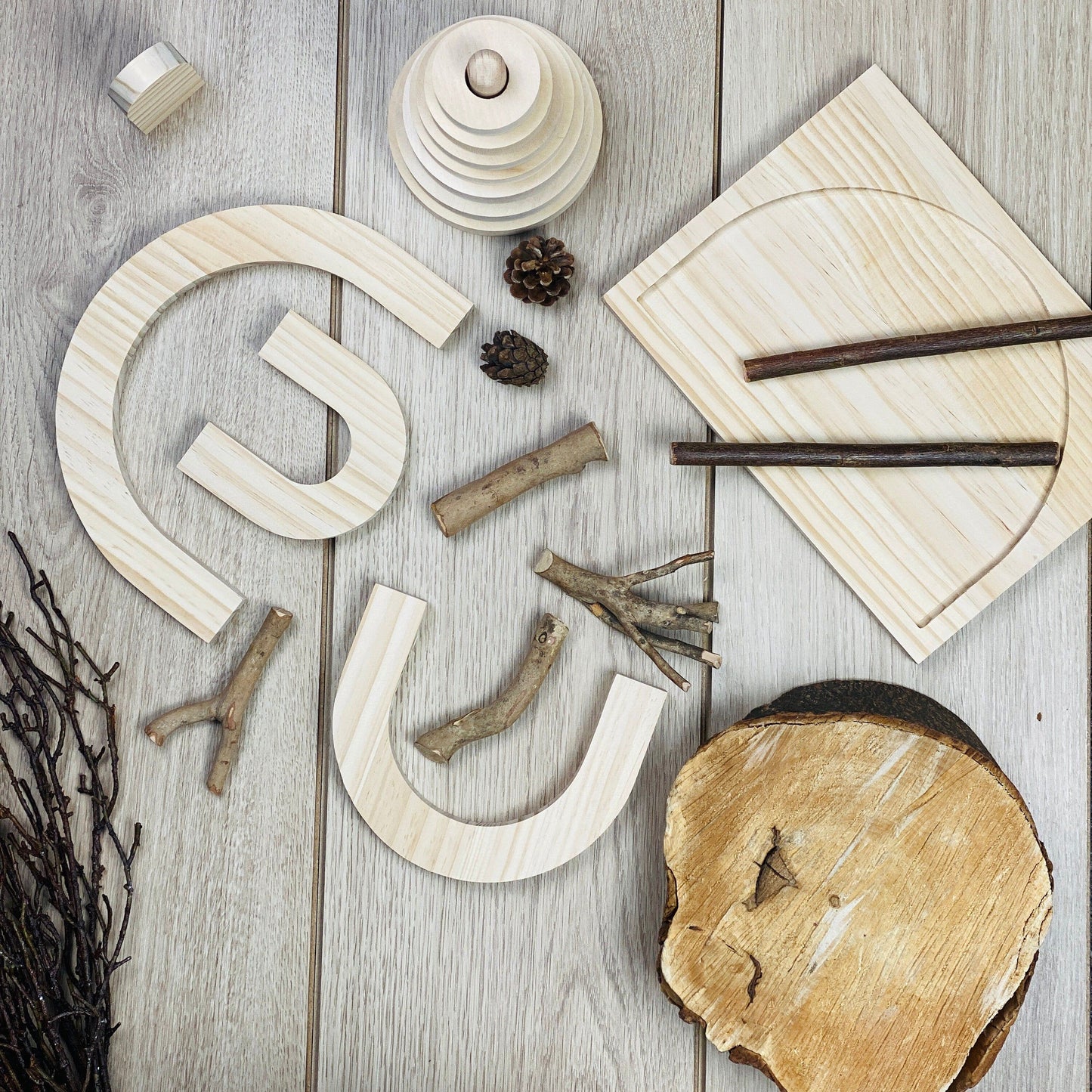 Natural Wooden Rainbow Puzzle Board, Nursery Decor