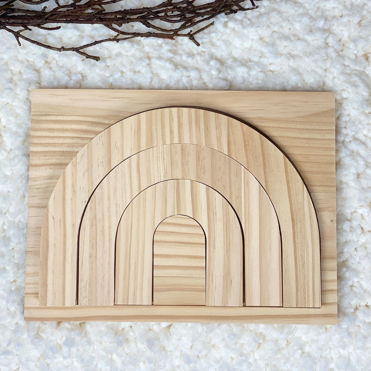 Natural Wooden Rainbow Puzzle Board, Nursery Decor