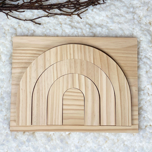 Natural Wooden Rainbow Puzzle Board, Nursery Decor