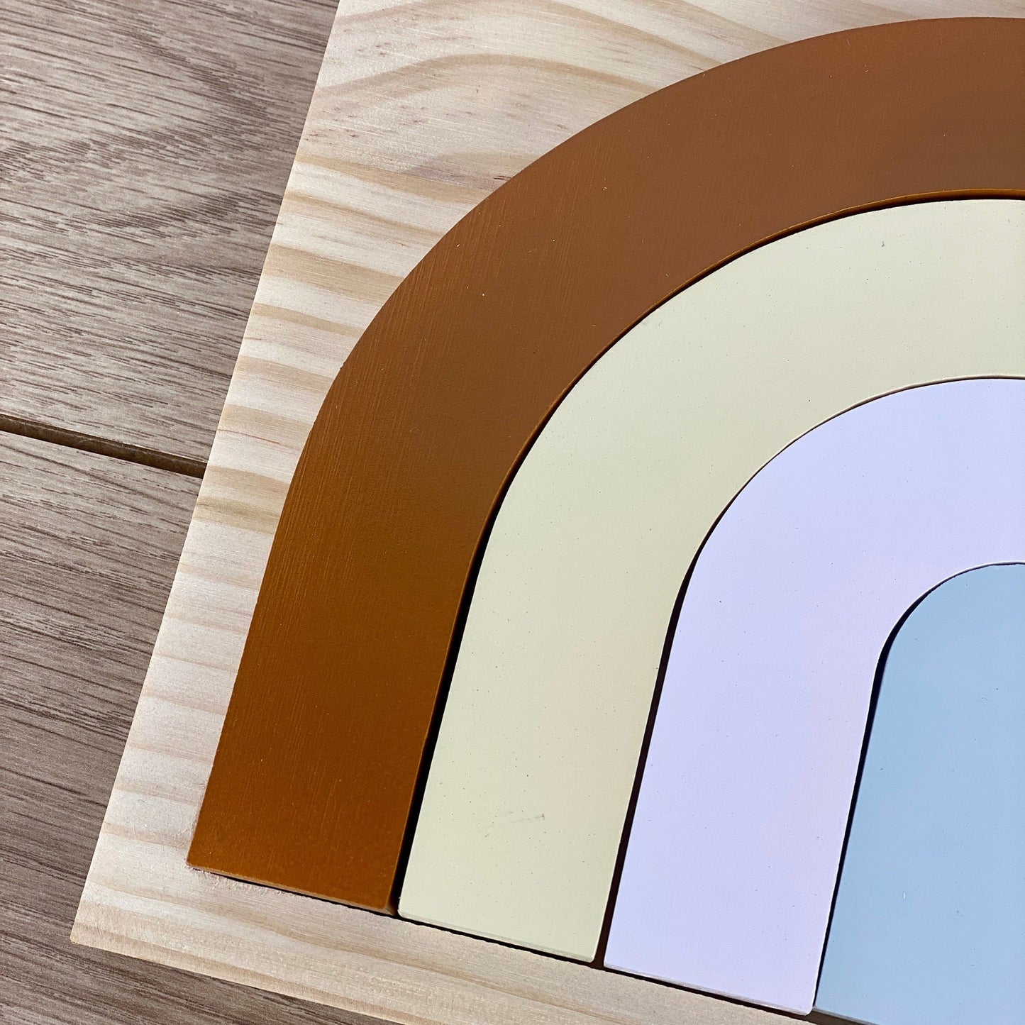 Brown Wooden Rainbow Puzzle Board, Nursery Decor