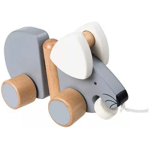 Blue Wooden Pull Along First Train with Wooden Blocks