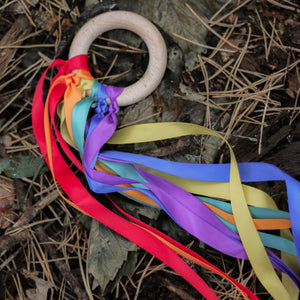 Pastel Rainbow Sensory Ribbon Ring, Hand Kite