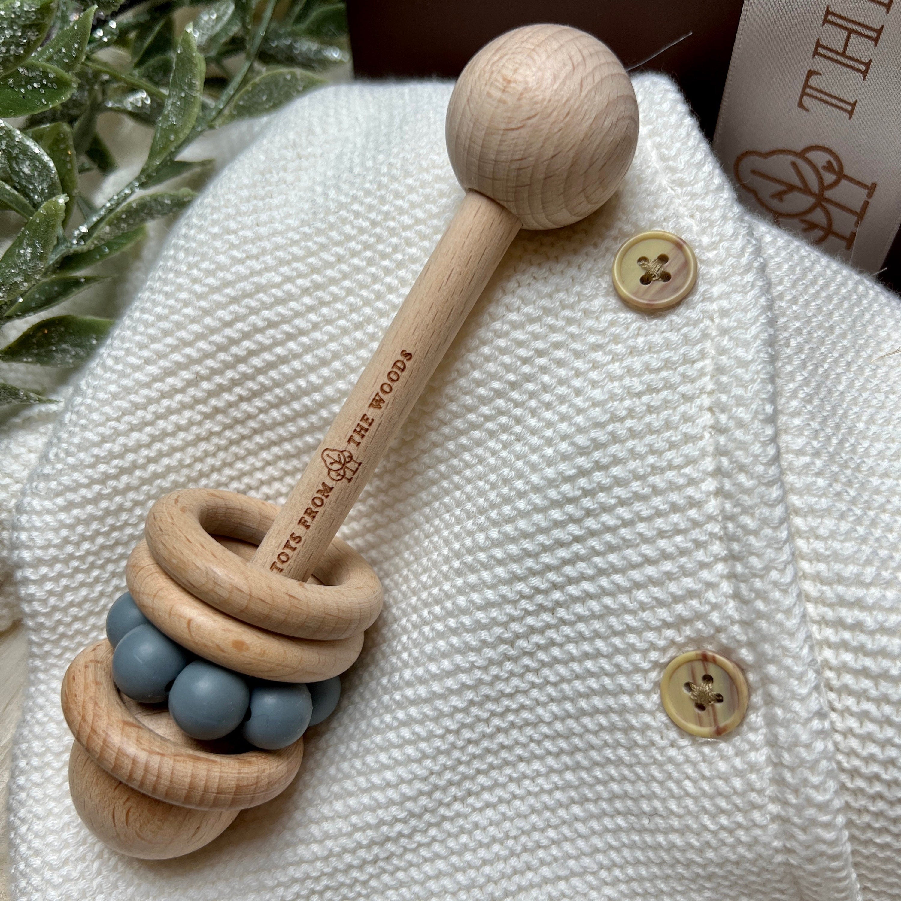 Baby Wooden Rattle with Silicone Beads