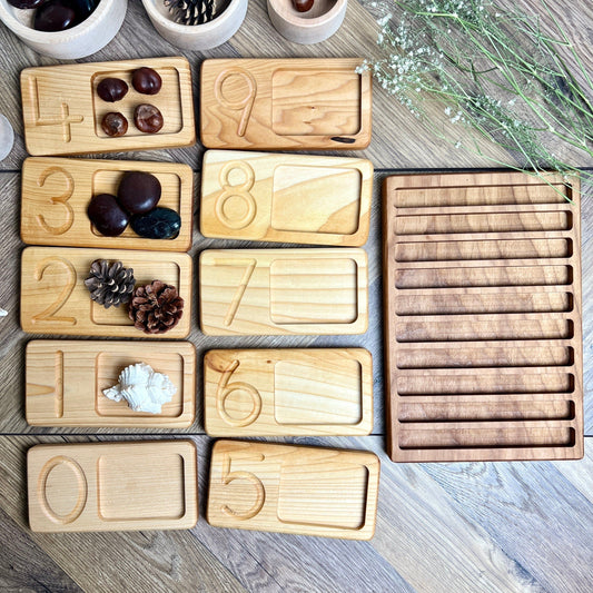 Number Wooden Counting Boards, Maths Number Trays