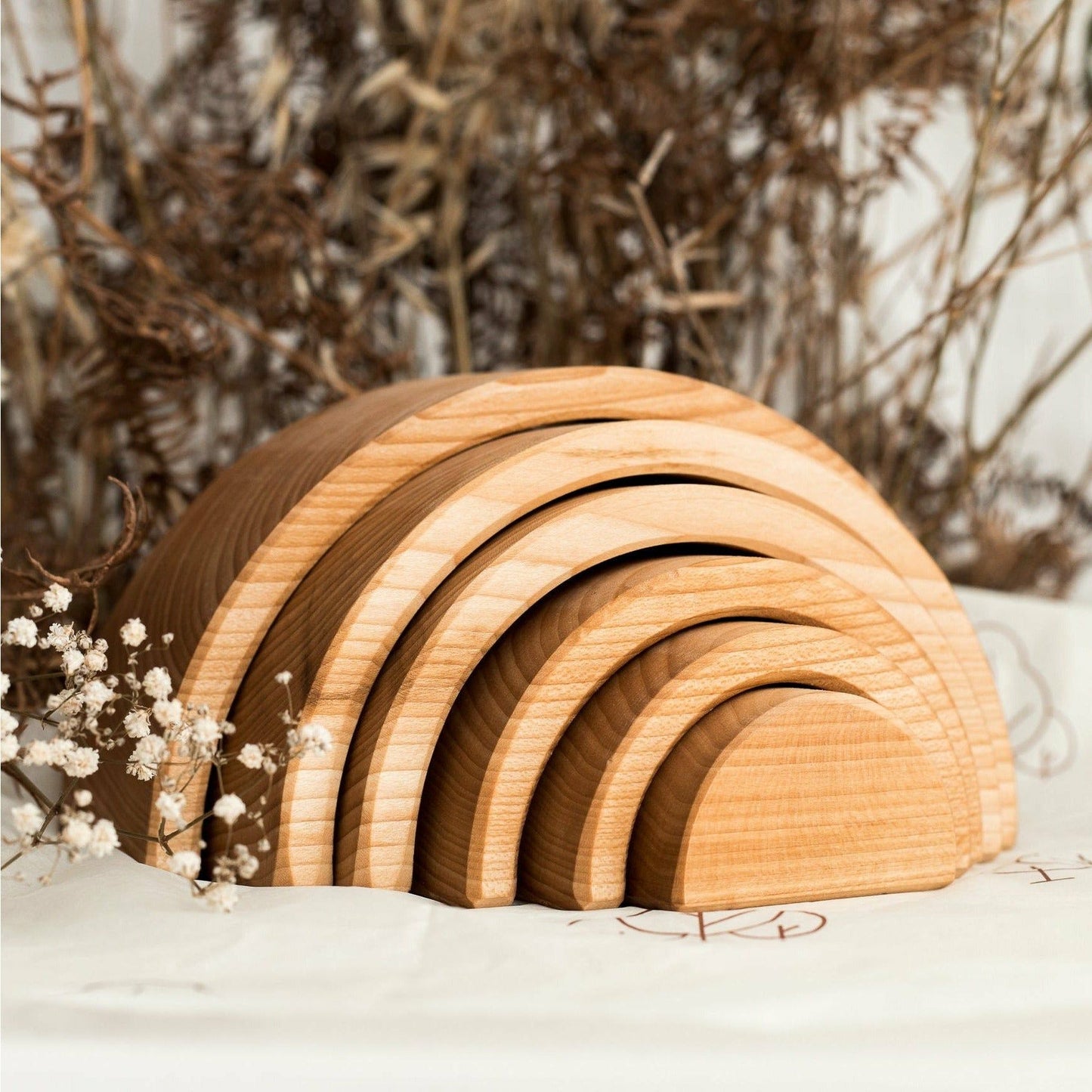 Natural Wooden 6 Piece Rainbow Stacker Arch, Nursery & Playroom Decor
