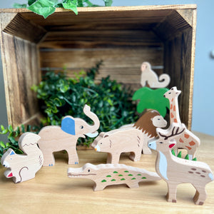 Handmade Wooden Safari Animals Set