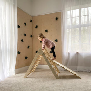 Indoor Foldable Climbing Triangle and Slide, Montessori Toddler Climbing Gym