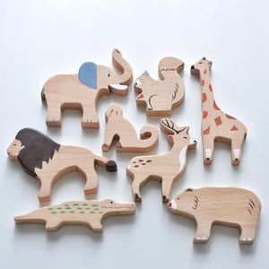 Handmade Wooden Zoo Animals Set