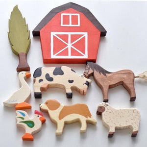 Handmade Wooden Farm Animals Set