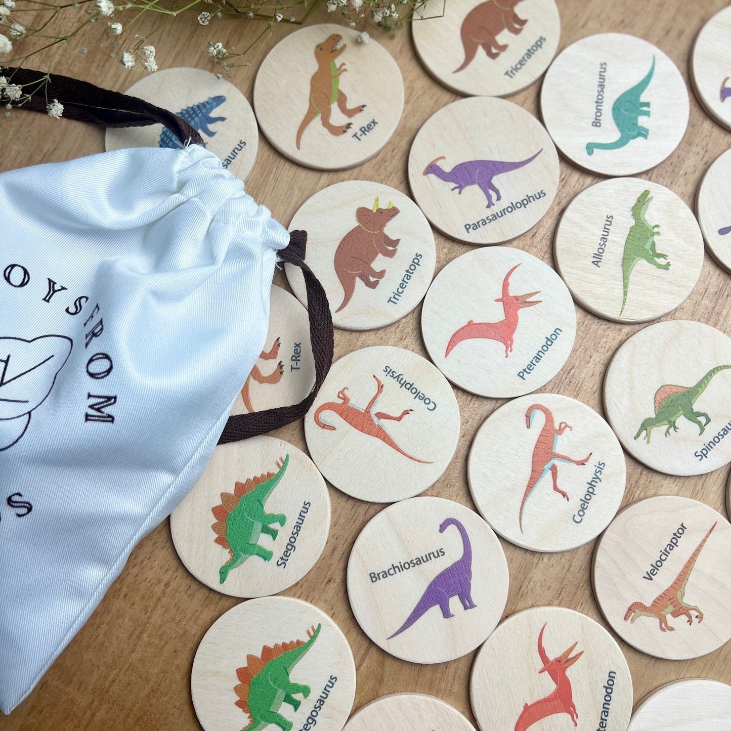 Wooden Dinosaur Memory Game