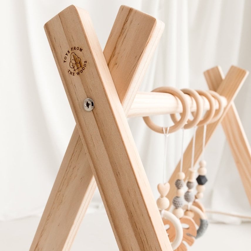 Wooden Baby Play Gym with Hanging Toys
