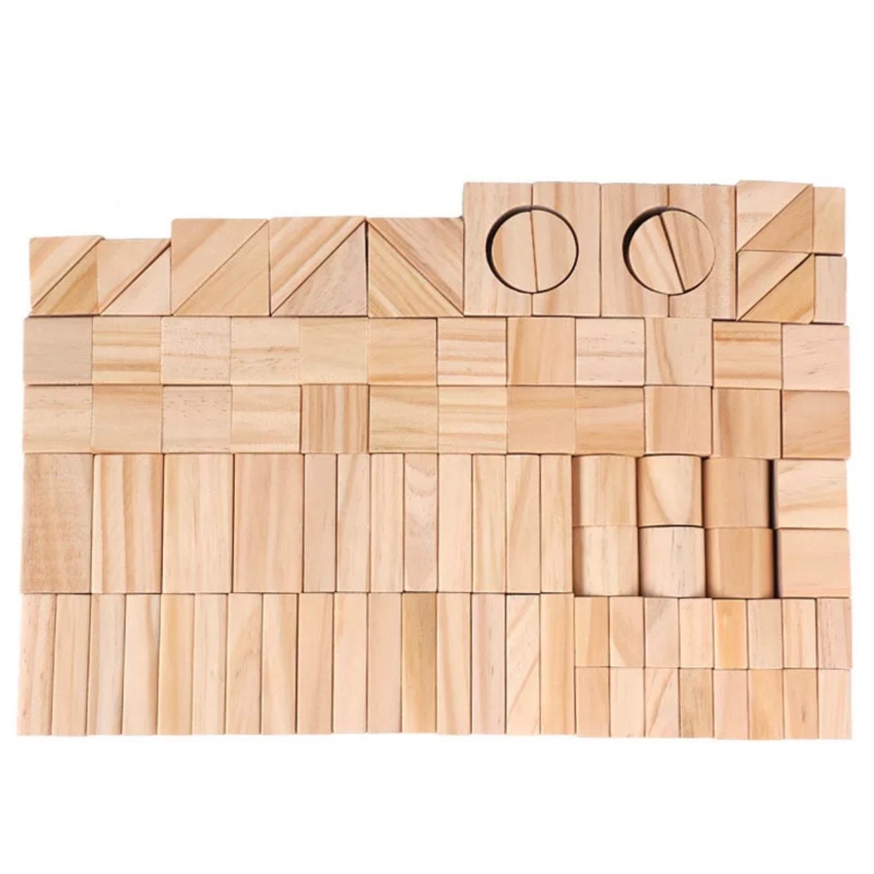 100 Piece Natural Wooden Blocks Set