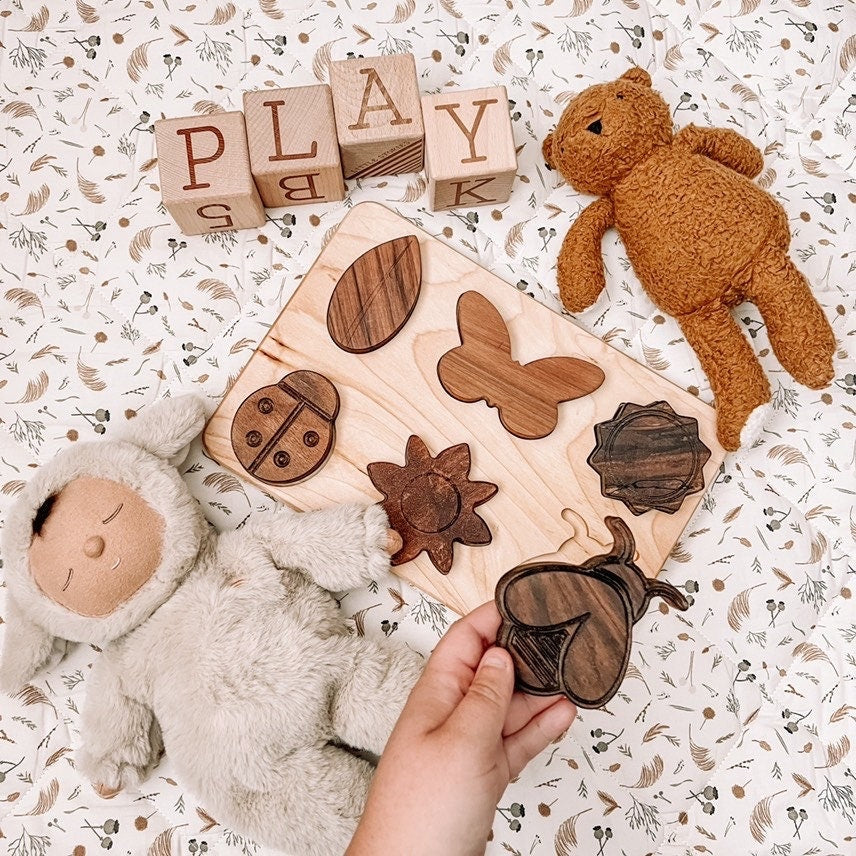 6 Piece Wooden Natural Life Puzzle Board, First Beginner Puzzle