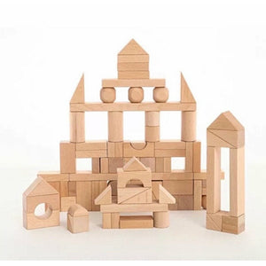 100 Piece Natural Wooden Blocks Set
