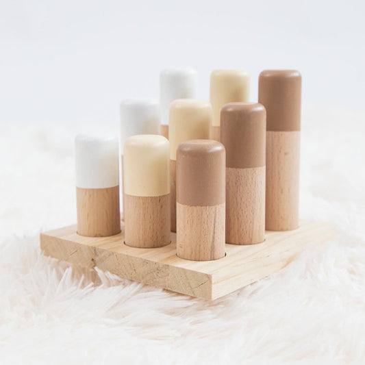 Sand Wooden Stacking Pyramid & Peg Board Sorter