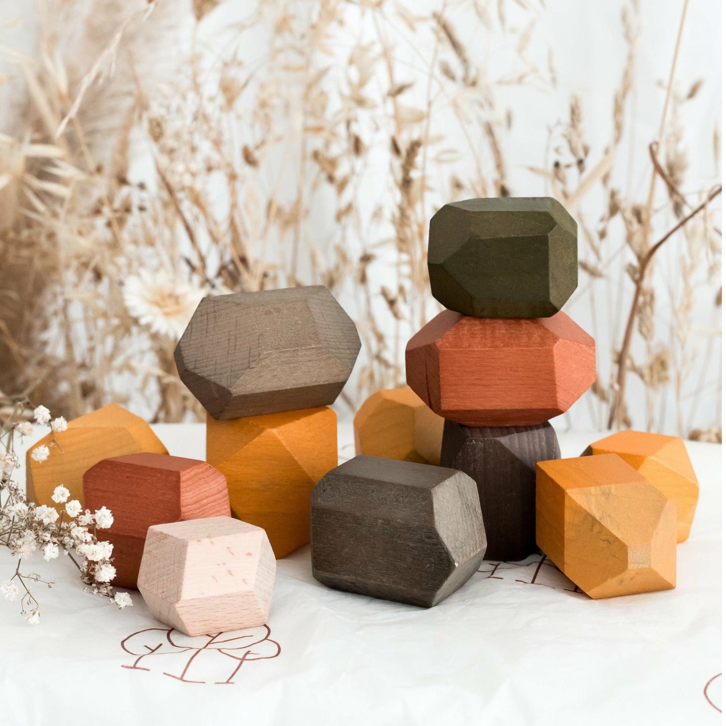 Blue Wooden Stacking Stones