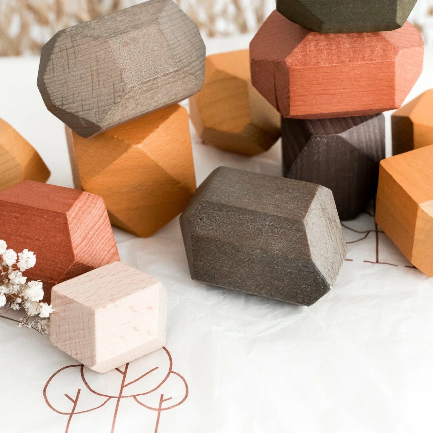 Blue Wooden Stacking Stones