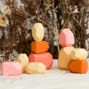 Jewel Coloured Wooden Stacking Stones