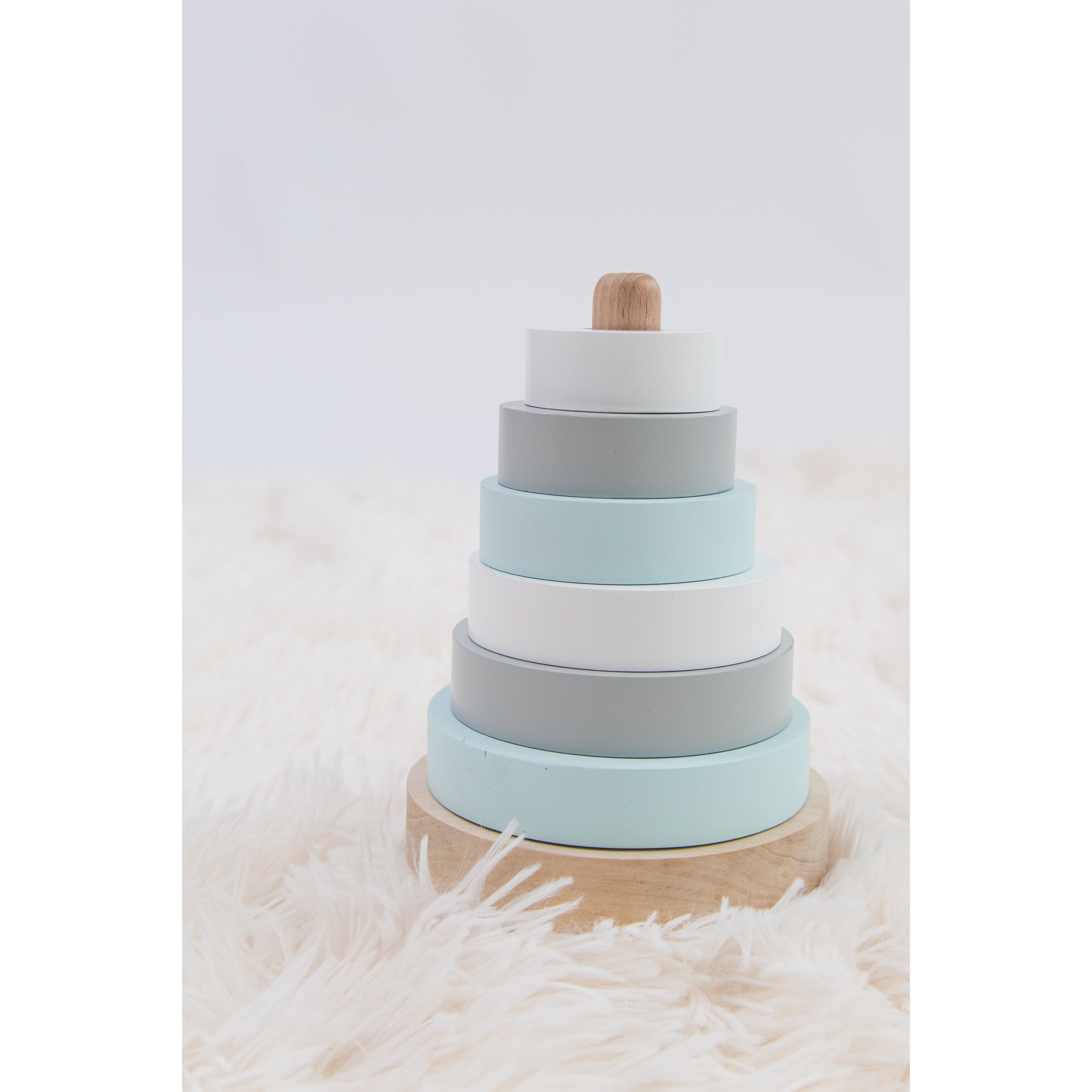 Blue Wooden Stacking Pyramid & Peg Board Sorter