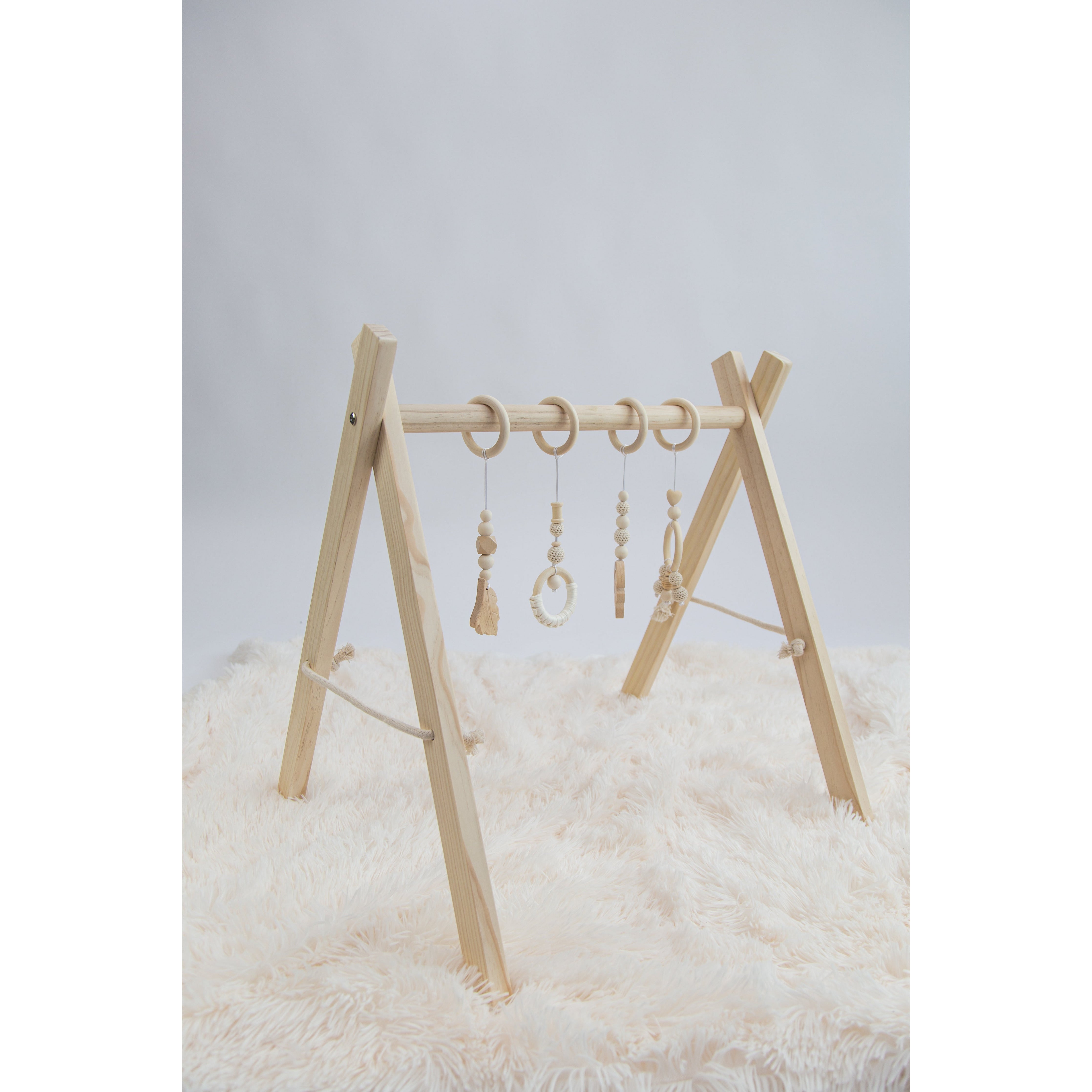 Wooden Baby Play Gym with Hanging Toys