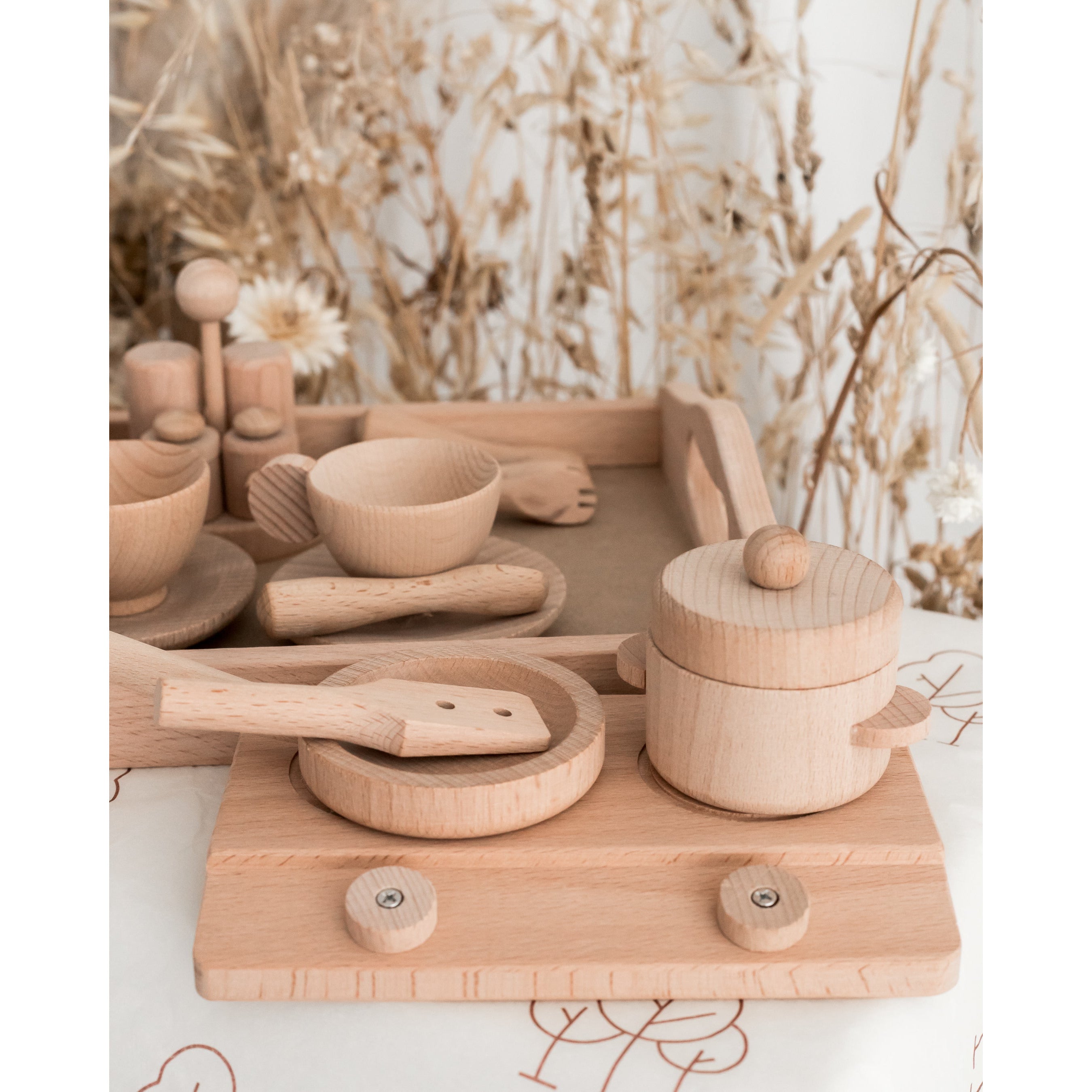 Wooden Play Tea Party / Cooking Set